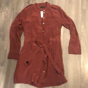 Intermix Silk Reddish Button Down Dress, size L